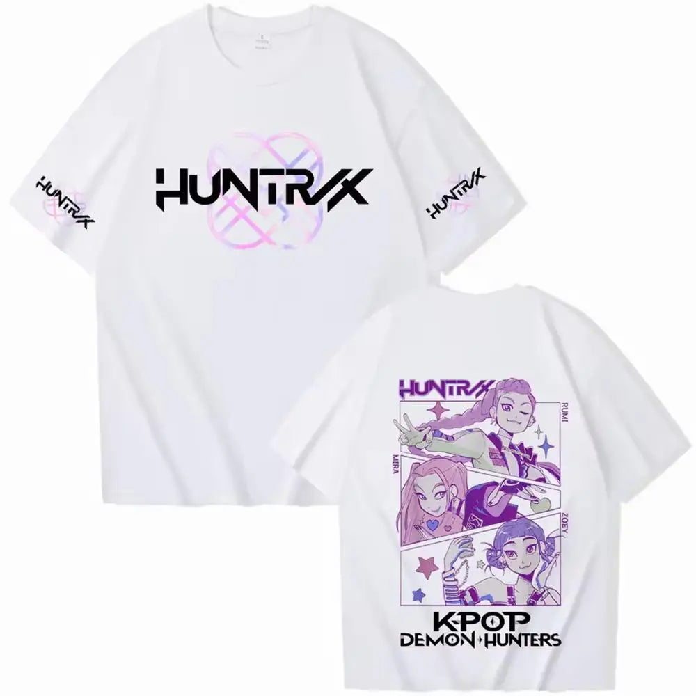 Kpop Demon Hunter Graphic T-shirt Unisex Comfortable Breathable Round Neck Anime Cartoon Design