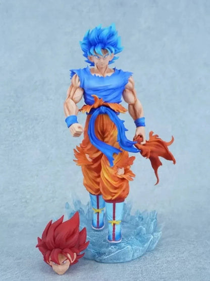 Dragon Ball Super Son Goku Figure Super Saiyan God Blue Led Base Figurines 33 CM