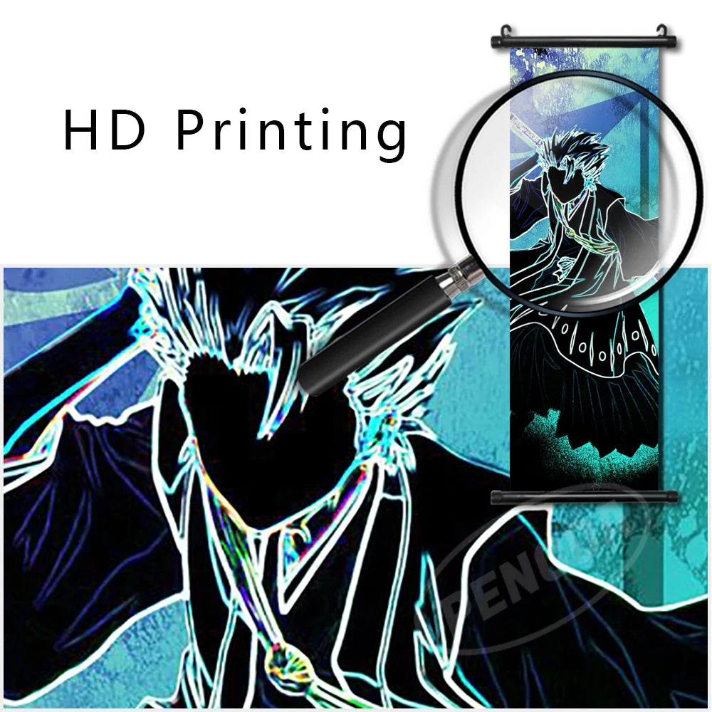Bleach Canvas Scroll Posters, Wall Art Anime Artwork Painting Anime Hanging Poster