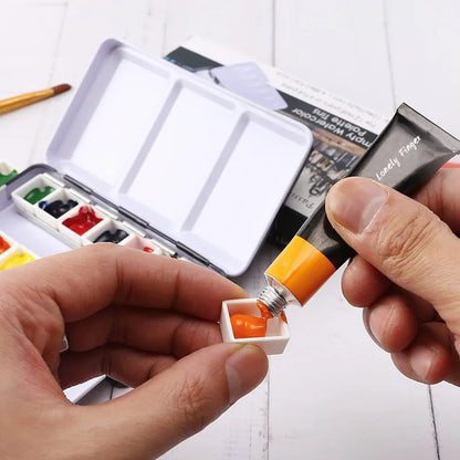 Empty Watercolor Palette with 14 Half Pans Metal Empty Watercolor Tin Palette Paint Case for DIY Travel