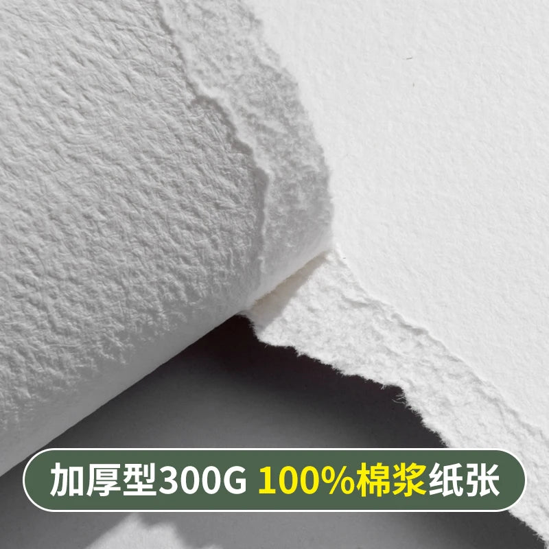 Premium Watercolor Paper Block – 20 Sheets, 300 GSM (140 LB) Acid-Free, Glue Bound for Wet & Dry Media