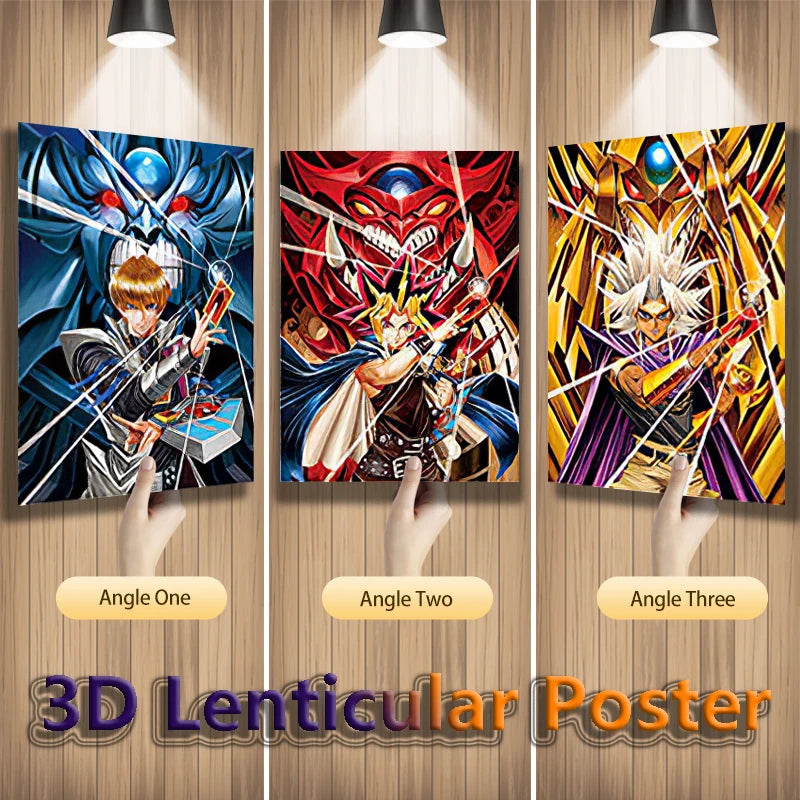 Anime Art Yu-Gi-Oh! 3D Effect Posters, Seto Kaiba/Yugi Muto/Marik Ishtar Lenticular Posters Wall Art