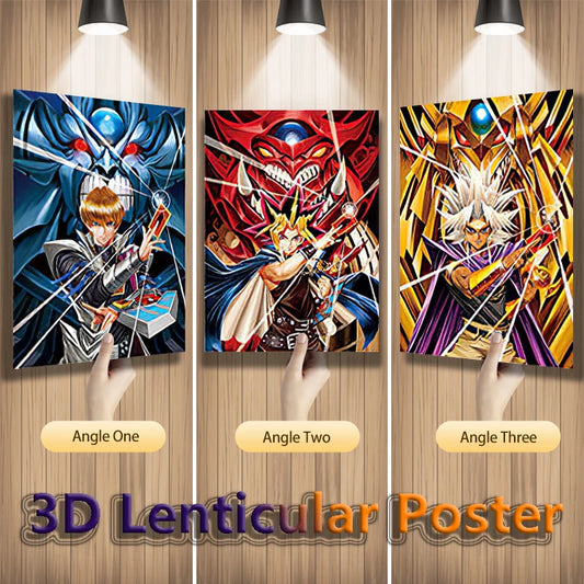 Anime Art Yu-Gi-Oh! 3D Effect Posters, Seto Kaiba/Yugi Muto/Marik Ishtar Lenticular Posters Wall Art