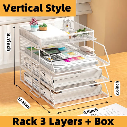 A4 Desk Organizer – Metal Wire Mesh Document Tray for Files, Letters, Books & Brochures