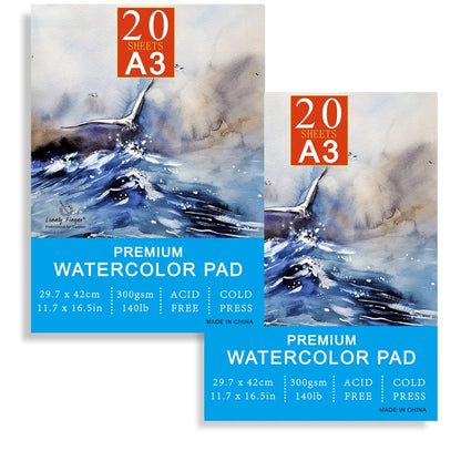 A5/A4/A3 Watercolor Paper Pad, 140lb/300gsm, 20 Sheets, Cold-Pressed, Acid-Free, Artist Painting Paper for Watercolor Painting