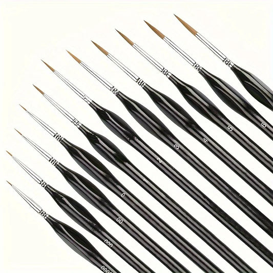 Precision Paint Brush Set for Fine Detail - Durable Miniature Brushes with Micro Tips 11 PCS
