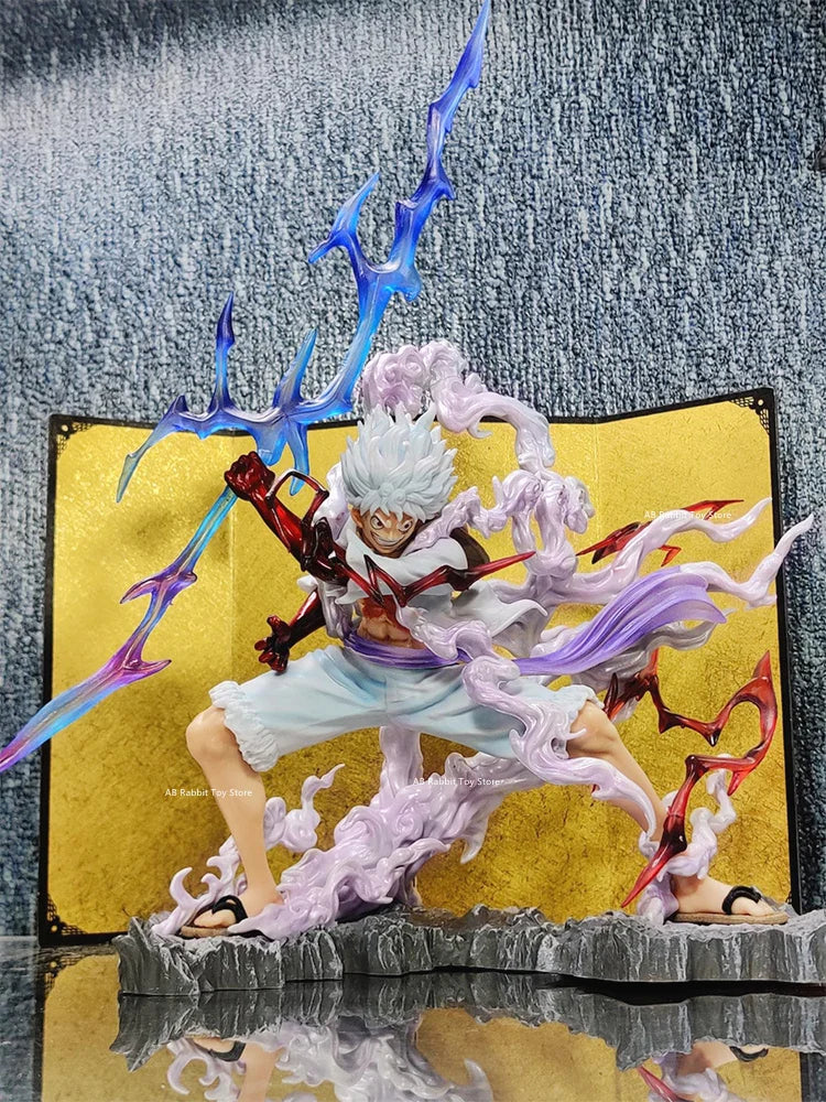 One Piece Nika Luffy Figure Luffy Sun God Gear 5 Anime Figurines With Light Ball 28 cm