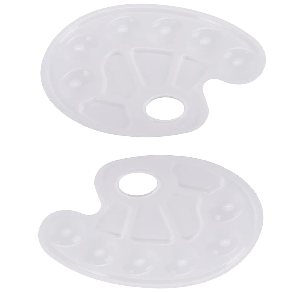 2/6/8/10 Pack Plastic Art Painting Palettes, Oval Shaped Multi-Well Mixing Palette for Watercolor, Acrylic, and Oil Paints