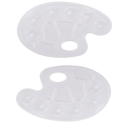 2/6/8/10 Pack Plastic Art Painting Palettes, Oval Shaped Multi-Well Mixing Palette for Watercolor, Acrylic, and Oil Paints