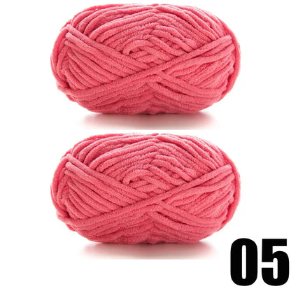 Thick Velvet Chenille Yarn – 2pcs x 50g Soft Knitting Yarn for DIY Scarves, Hats & Crafts