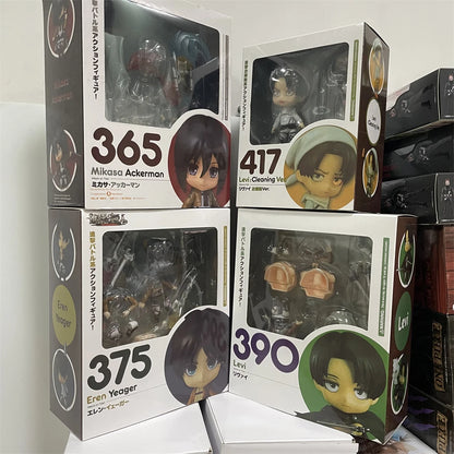 Attack on Titan Anime Figures, Shingeki no Kyojin Levi Ackerman, Eren Jaeger, Mikasa·Ackerman, Cute Kawaii Chibi Anime Figurines 10 cm