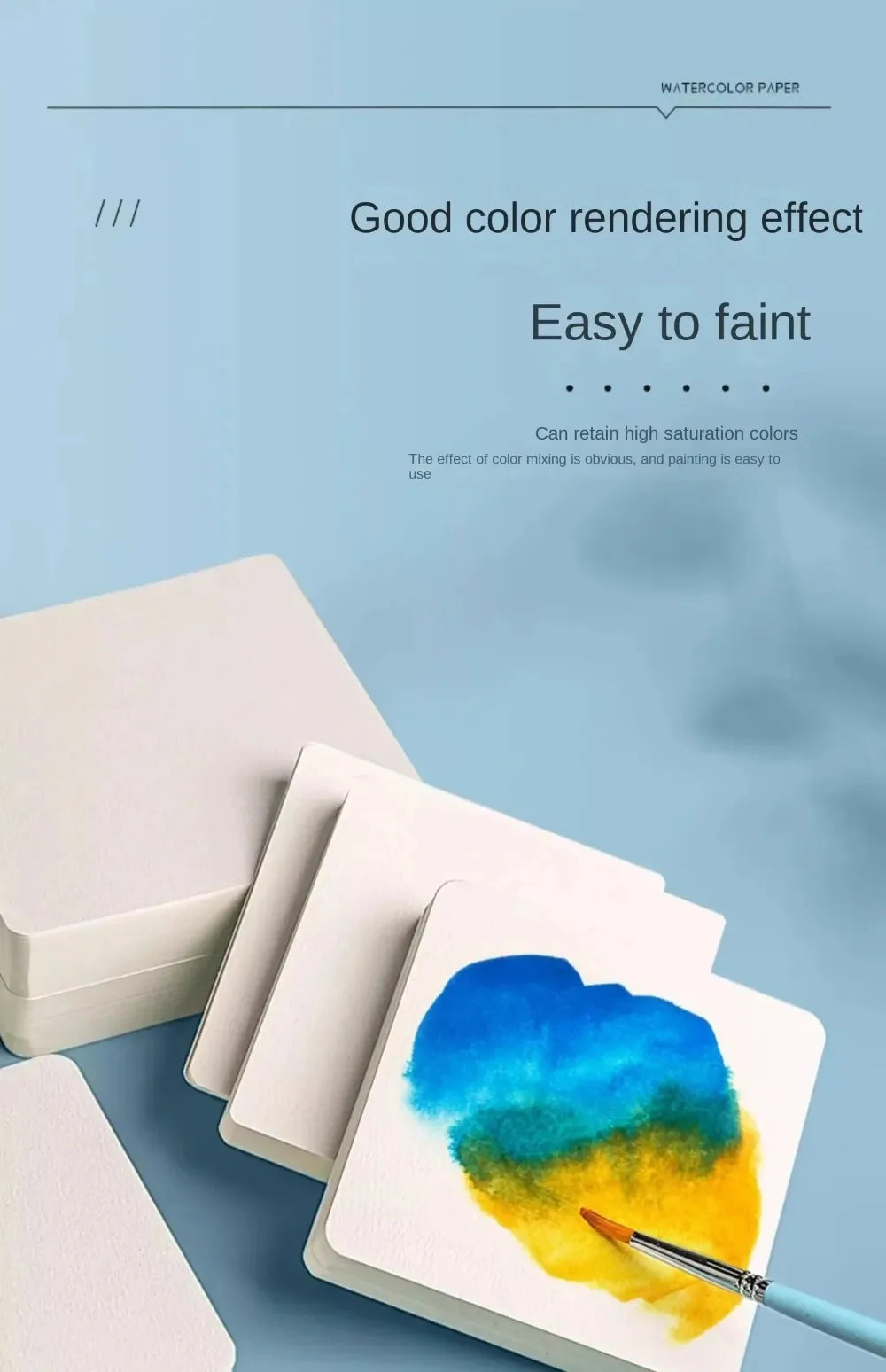 Blank Watercolor Paper Cards 50 PCS Portable Postcard 300g Square Round for Painting School Student Art Supplies