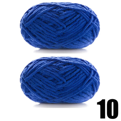 Thick Velvet Chenille Yarn – 2pcs x 50g Soft Knitting Yarn for DIY Scarves, Hats & Crafts
