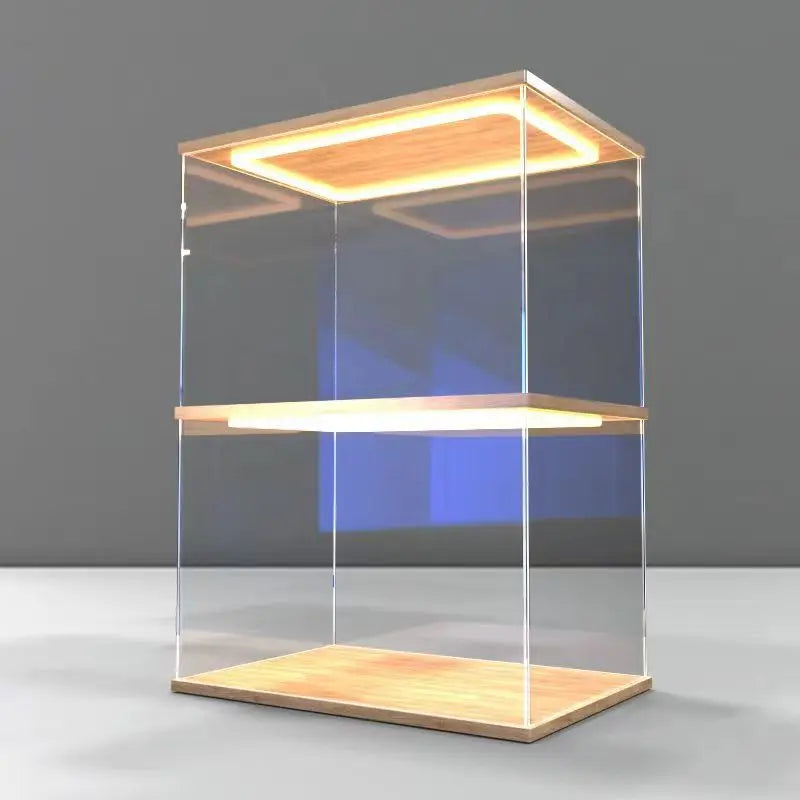 Acrylic Clear Display Case with Ring LED Lights for Action Figure Display