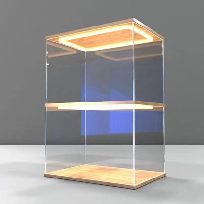 Acrylic Clear Display Case with Ring LED Lights for Action Figure Display