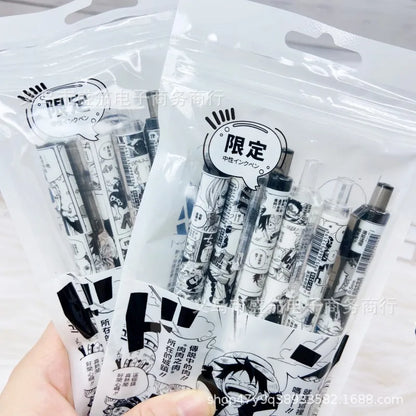One Piece 6 PCS Gel Pen, Anime Manga 0.5 Black Ink Signature Pen Office School Writing Supplies Stationery
