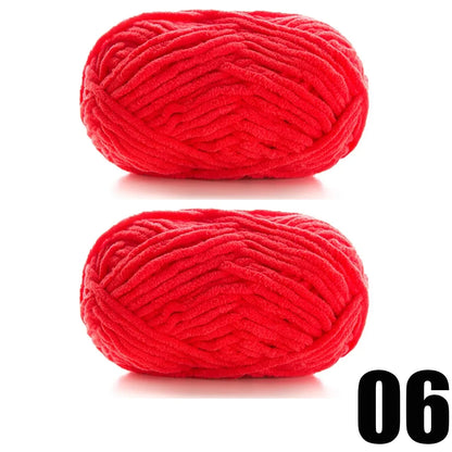 Thick Velvet Chenille Yarn – 2pcs x 50g Soft Knitting Yarn for DIY Scarves, Hats & Crafts