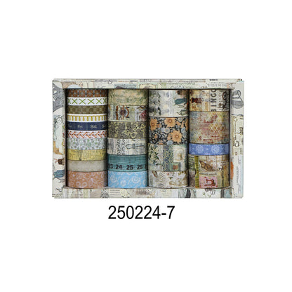 Retro Washi Tape Set – 18 to 24 Rolls per Box for DIY Crafts, Journals & Gift Wrapping
