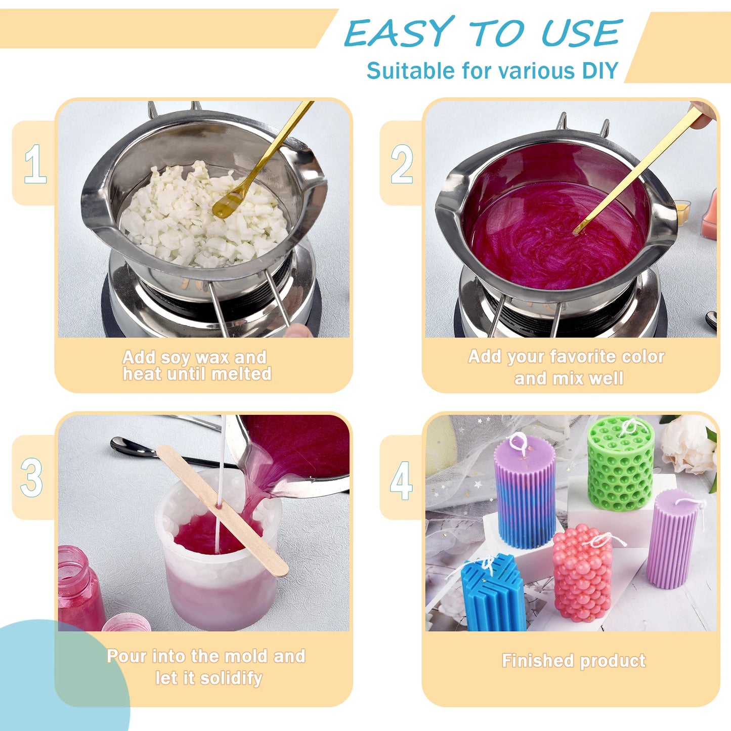 Natural Soy Wax Flake For DIY Handmade Candles Additive-Free Scented Candle Raw Material Making Kit