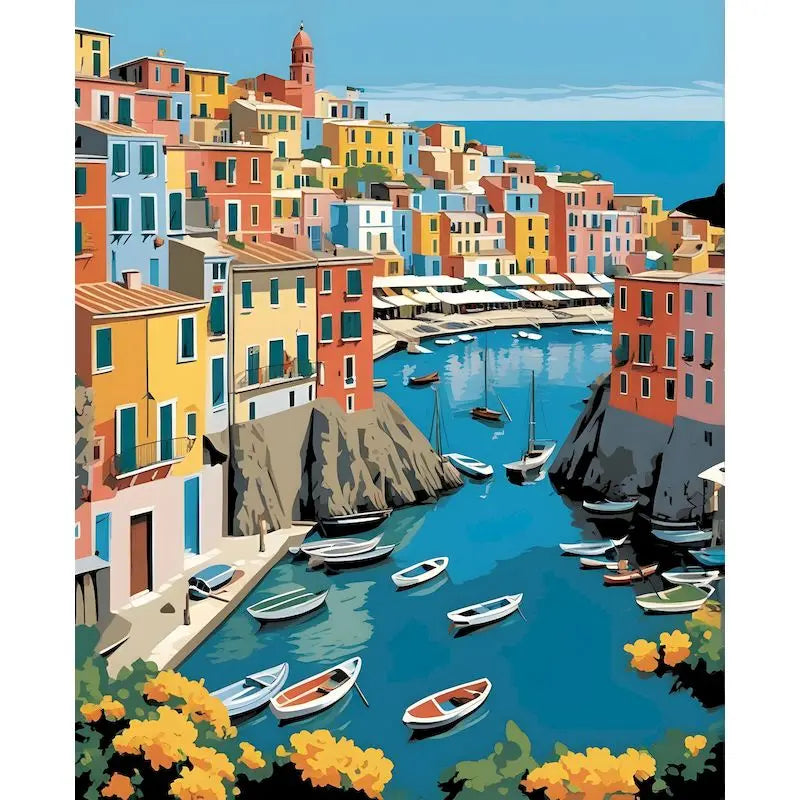 City Landscape Paint by Numbers Kit – DIY Canvas Painting for Adults with Frame & Oil Colors