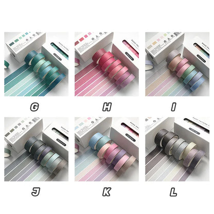 Pure Color Washi Tape Set – 8 Rolls per Box for Scrapbooking, Journals & School Supplies