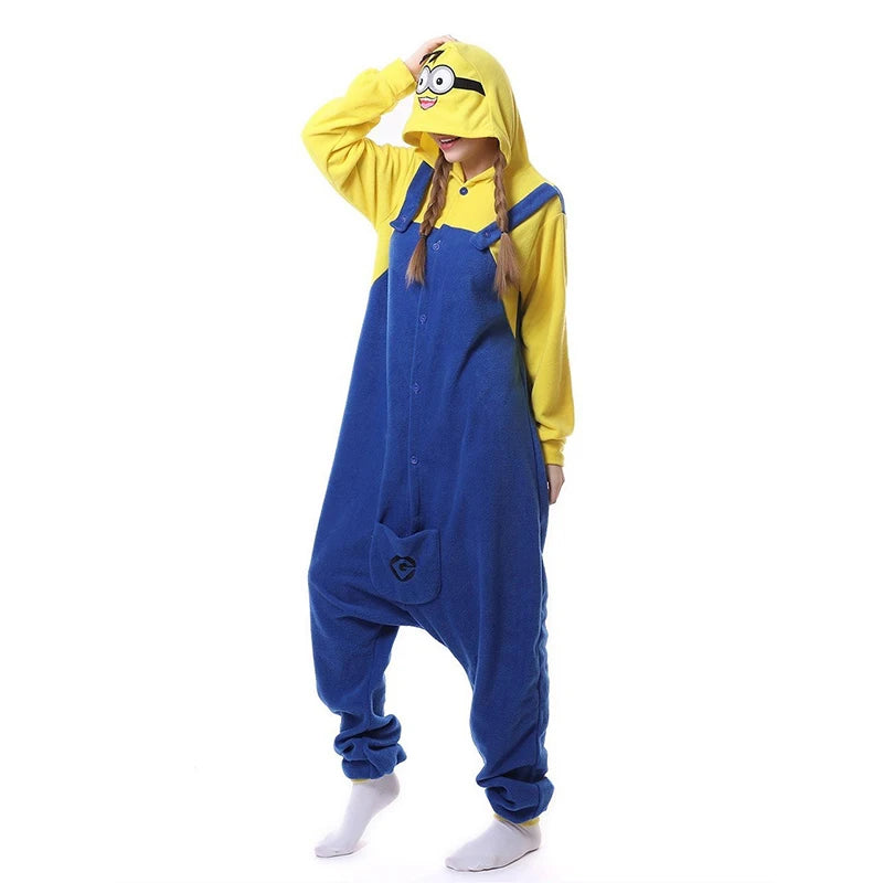 Despicable Me Minions Fleece Pajamas Cartoon Jumpsuit Minions Cartoon Anime Onesie Sleepwear