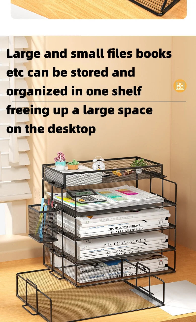 A4 Desk Organizer – Metal Wire Mesh Document Tray for Files, Letters, Books & Brochures