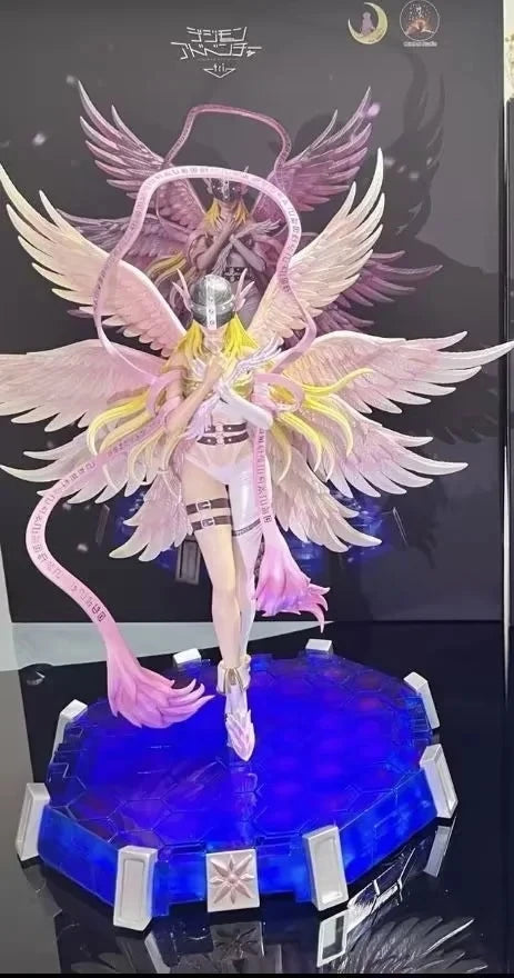 Angewomon and Angemon LED Action Figurines, Standing Position Anime Digimon Adventure Figures PVC Statue 28cm
