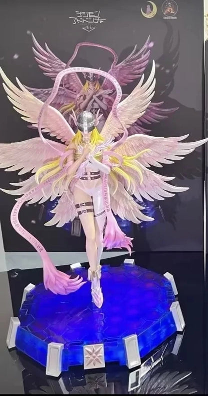 Angewomon and Angemon LED Action Figurines, Standing Position Anime Digimon Adventure Figures PVC Statue 28cm