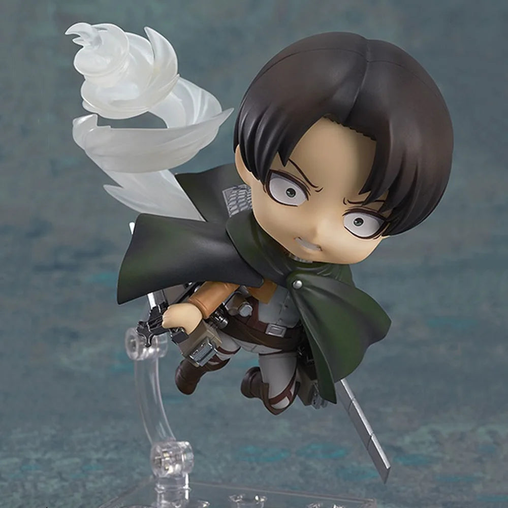 Attack on Titan Anime Figures, Shingeki no Kyojin Levi Ackerman, Eren Jaeger, Mikasa·Ackerman, Cute Kawaii Chibi Anime Figurines 10 cm