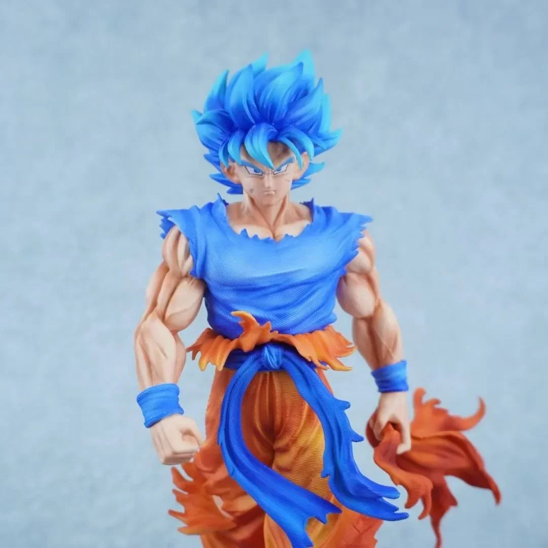 Dragon Ball Super Son Goku Figure Super Saiyan God Blue Led Base Figurines 33 CM