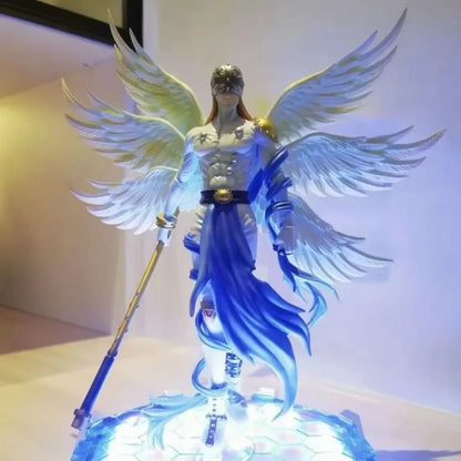 Angewomon and Angemon LED Action Figurines, Standing Position Anime Digimon Adventure Figures PVC Statue 28cm