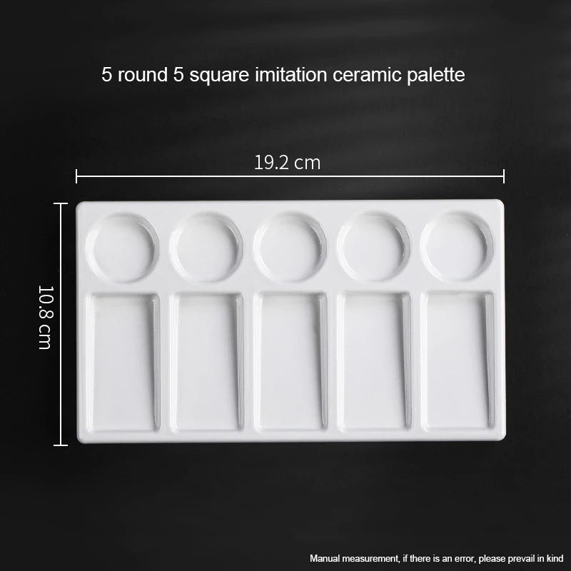 1/5/28 Grid Paint Tray White Imitation Ceramic Easy to Clean Pigment Palette for Artists Acrylic Watercolor Oil Painting