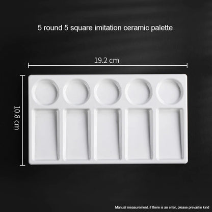 1/5/28 Grid Paint Tray White Imitation Ceramic Easy to Clean Pigment Palette for Artists Acrylic Watercolor Oil Painting