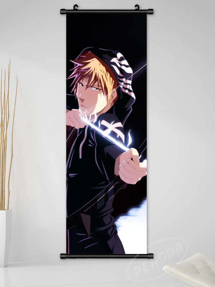 Bleach Canvas Scroll Posters, Wall Art Anime Artwork Painting Anime Hanging Poster