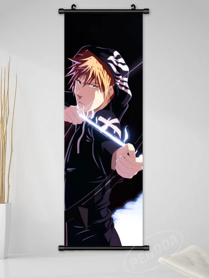 Bleach Canvas Scroll Posters, Wall Art Anime Artwork Painting Anime Hanging Poster