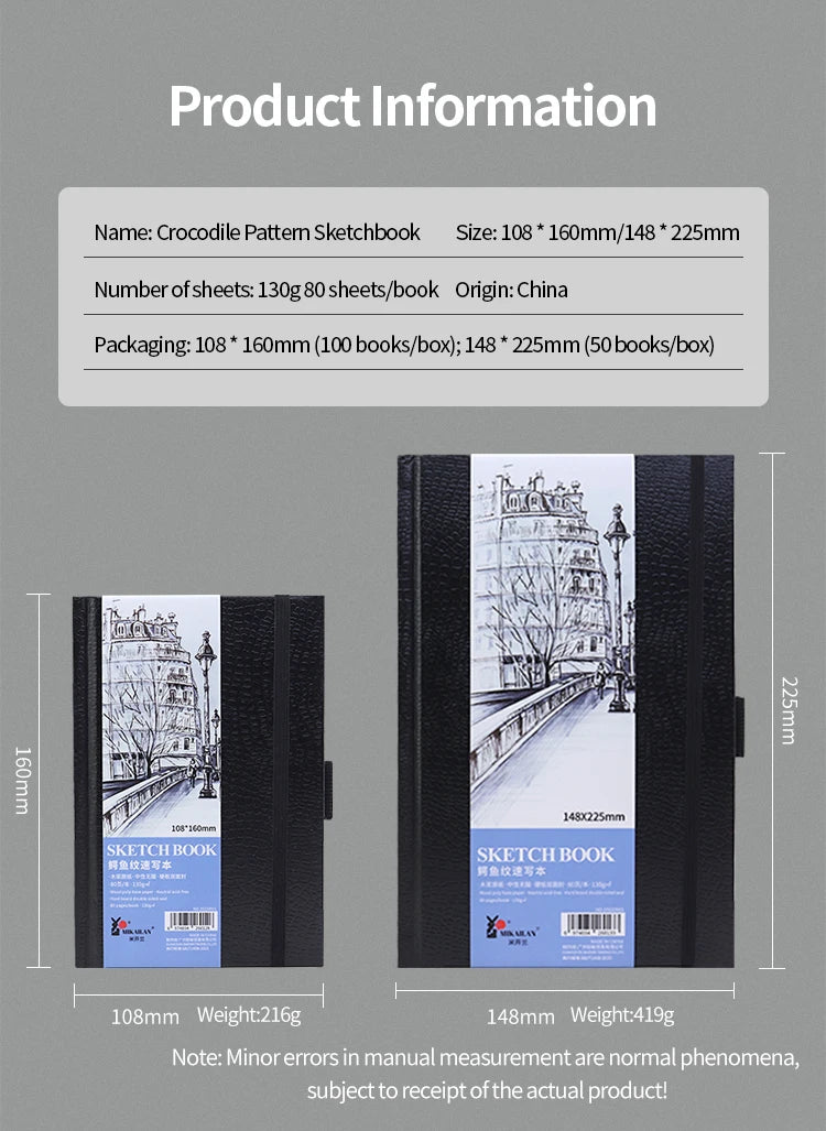 A4/A5/A6 Sketchbook – 80 Sheets, 130gsm Paper for Drawing, Sketching & Planning | Artist Notebook