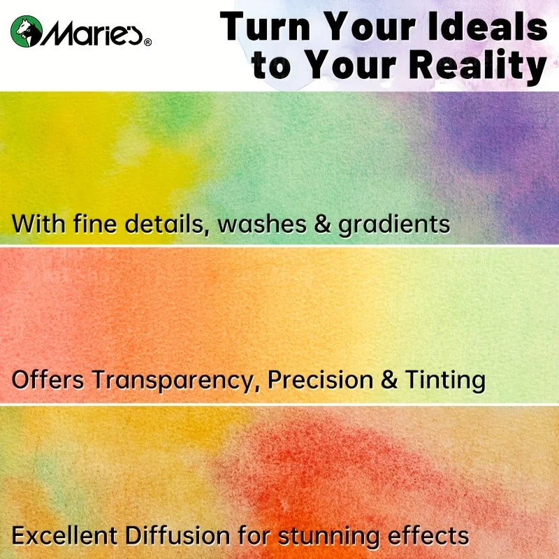 Watercolor Paint Set, 24 Colors 5ml/0.17oz Tubes, Intense Colors for Figure & Landscape