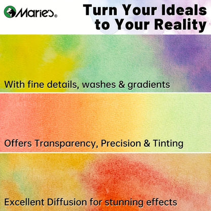 Watercolor Paint Set, 24 Colors 5ml/0.17oz Tubes, Intense Colors for Figure & Landscape