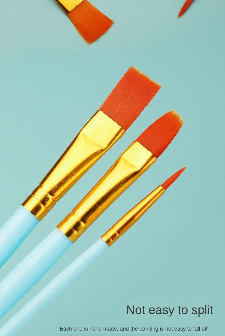 10-Piece Watercolor Brush Set – Multi-Functional Nylon Hair Brushes for Gouache, Oil & Acrylic Painting