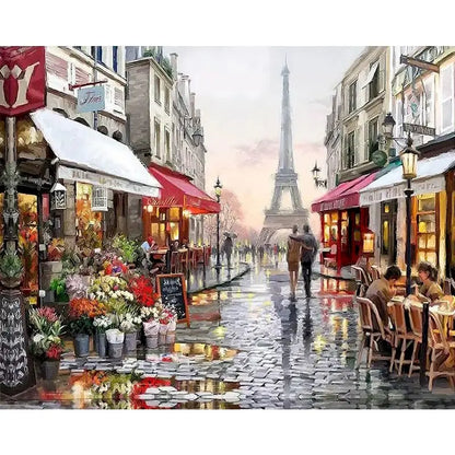 City Landscape Paint by Numbers Kit – DIY Canvas Painting for Adults with Frame & Oil Colors