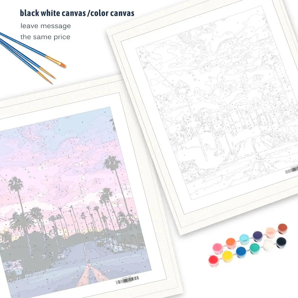 City Landscape Paint by Numbers Kit – DIY Canvas Painting for Adults with Frame & Oil Colors