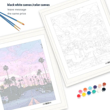 City Landscape Paint by Numbers Kit – DIY Canvas Painting for Adults with Frame & Oil Colors