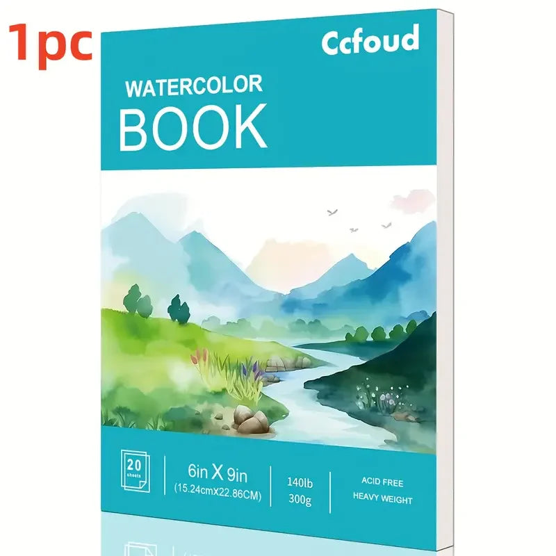 12 Sheets 2 PCS Watercolor Sketchbook 14.81 x 21.01 cm, Cold Press Paper (63.5KG/300gsm) Spiral Bound