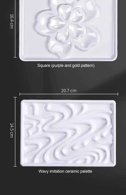 1/5/28 Grid Paint Tray White Imitation Ceramic Easy to Clean Pigment Palette for Artists Acrylic Watercolor Oil Painting