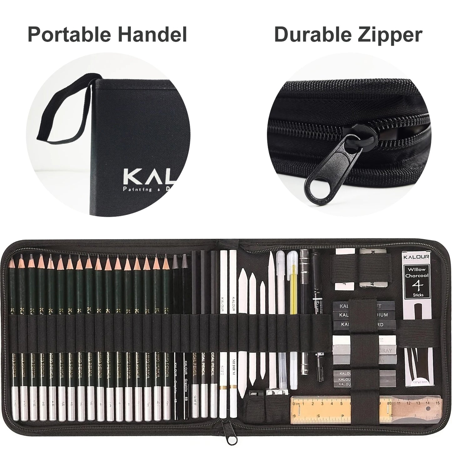 54-Pack Sketch Drawing Pencils Kit – Artist’s Advanced Sketch Art Supplies with Sketchbook, Graphite & Charcoal Pencils