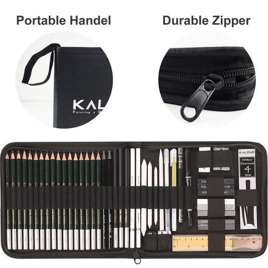 54-Pack Sketch Drawing Pencils Kit – Artist’s Advanced Sketch Art Supplies with Sketchbook, Graphite & Charcoal Pencils