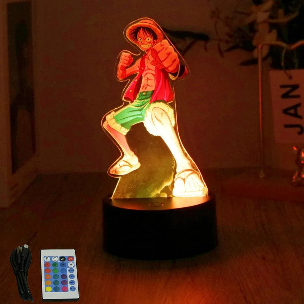 One Piece Anime Figures 3D Lamp PVC Action Collection Model Toys LED Night Light