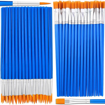 20–200 PCS Paint Brush Set – Round & Flat Nylon Hair Brushes for Oil, Acrylic & Watercolor Painting