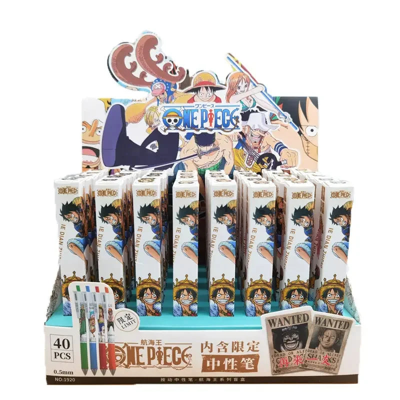 Random 1 PC Press Gel Pen, One Piece Anime Pen Creative Stationery School Student 0.5mm Black Signature